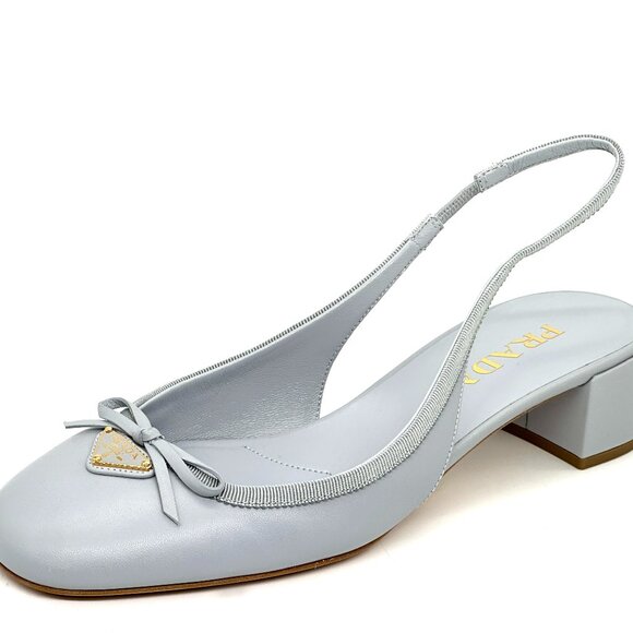 Prada Light Gray Slingback Sandals - Picture 2 of 16